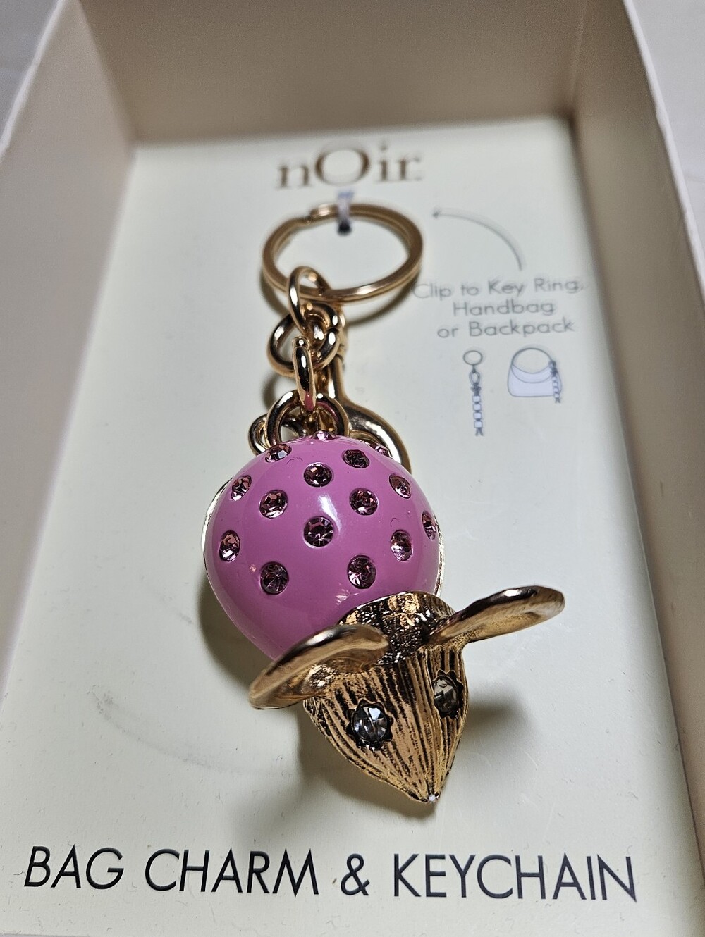 NWT nOir Jewelry Pink Bling Mouse Bag Charm & Keychain